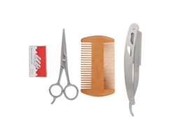 Kit De Barba Blue Zoo 4 Piezas: Cuchillo De Afeitar, Cuchillas, Peine Doble Y Tijeras (plata)