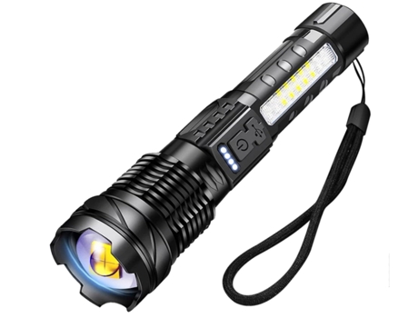 BISBISOUS Gt10 Linterna 20.000 Lúmenes Altos Luz De Flash Led Más Brillante 7 Modos Luz Lateral Cob Negra