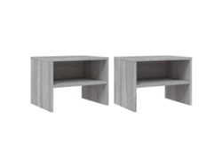 Cabecero Mesitas Noche Uds Contrachapada Madera Gris (40x30x30cm)