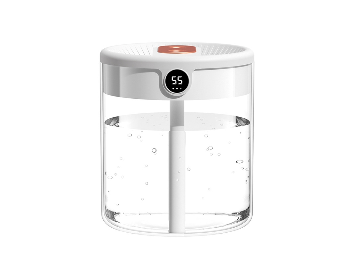 Humidificador de niebla fina Yuysan Ham23 blanco de 2 litros, con pantalla digital de temperatura y luz ambiental, ideal para el hogar y los dormitorios.