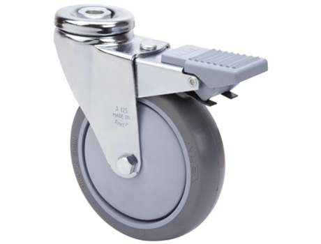 Rueda Giratora Agujero M12 Freno 20Afd150Cp-Puisb Polip.-Poliur.Gris Bolas ALEX