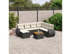Conjunto de sofá de jardín de 8 piezas con cojines en mimbre sintético negro de DKD Home Decor