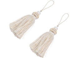 Juego 2 Clips Decorativos Cortinas Borlas Poliéster Beige Pequeñas Elegantes Cojines Manteles Estilo Sencillo