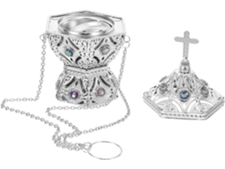 Quemador De Perfume Colgante De Metal Plateado Con Diseño De Cruz, Soporte Versátil Para Perfumes Compatible Con Conos.