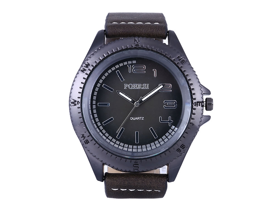 Reloj De Pulsera De Cuarzo Para Hombre Con Correa De Poliuretano, Estilo Casual Y Moderno, P13 (café Oscuro)