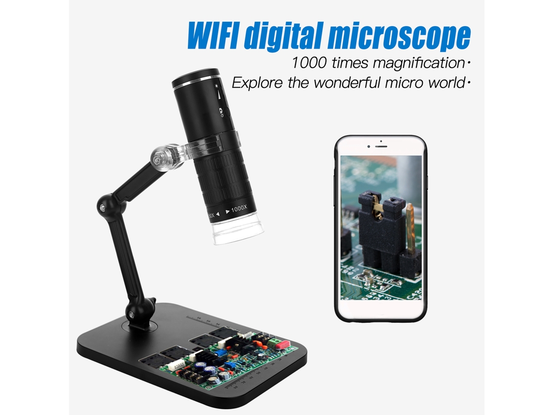Microscopio electrónico industrial de 2 MP HD con Wi-Fi, 50-1000x, portátil, F210, para teléfonos móviles y tabletas | Sin marca