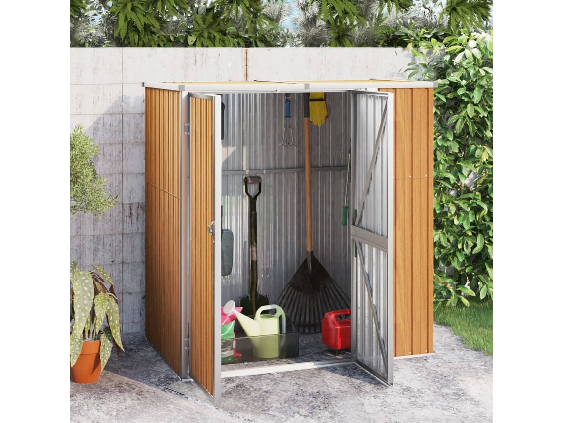 Cobertizo para herramientas de jardín de acero galvanizado marrón LOVELY HOME