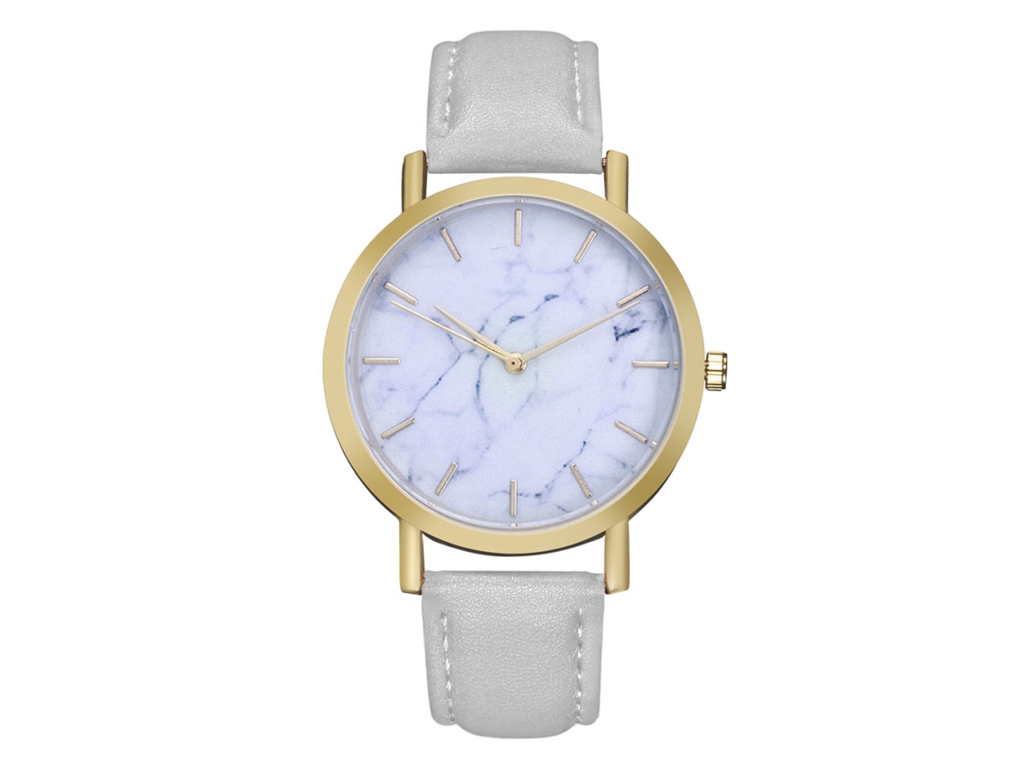 Reloj De Pareja Unisex Zhoulianfa Dial Marmoleado Cuero Pu Quartzo Gris