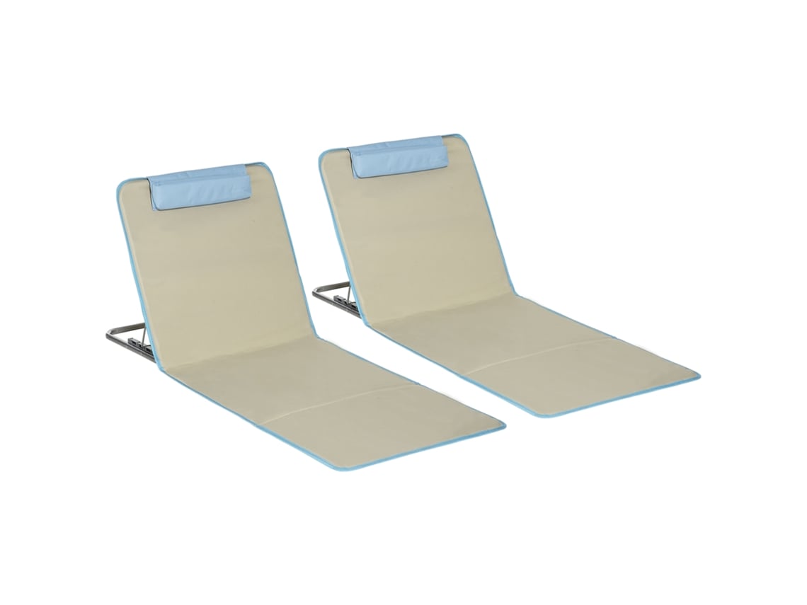 2 Tumbonas De Playa, 5 Niveles, Acero Beige, 134x48x43cm