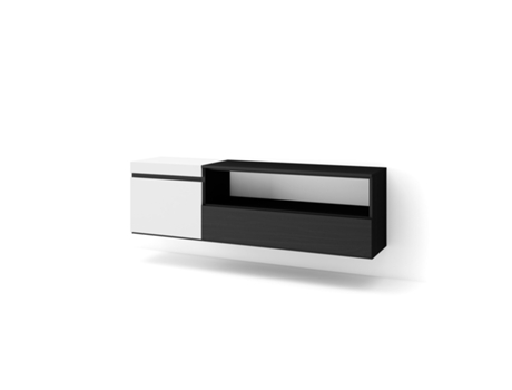 Mueble TV Televisión 150x45x35cm Para TV hasta 65 Colgado Suspendido Blanco y negro
