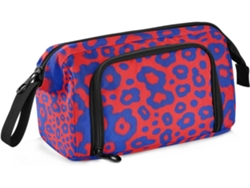 Besportble Estuche De Gran Capacidad Con Estampado De Leopardo Azul Y Rojo Para Estudiantes Y Nailon Robust...