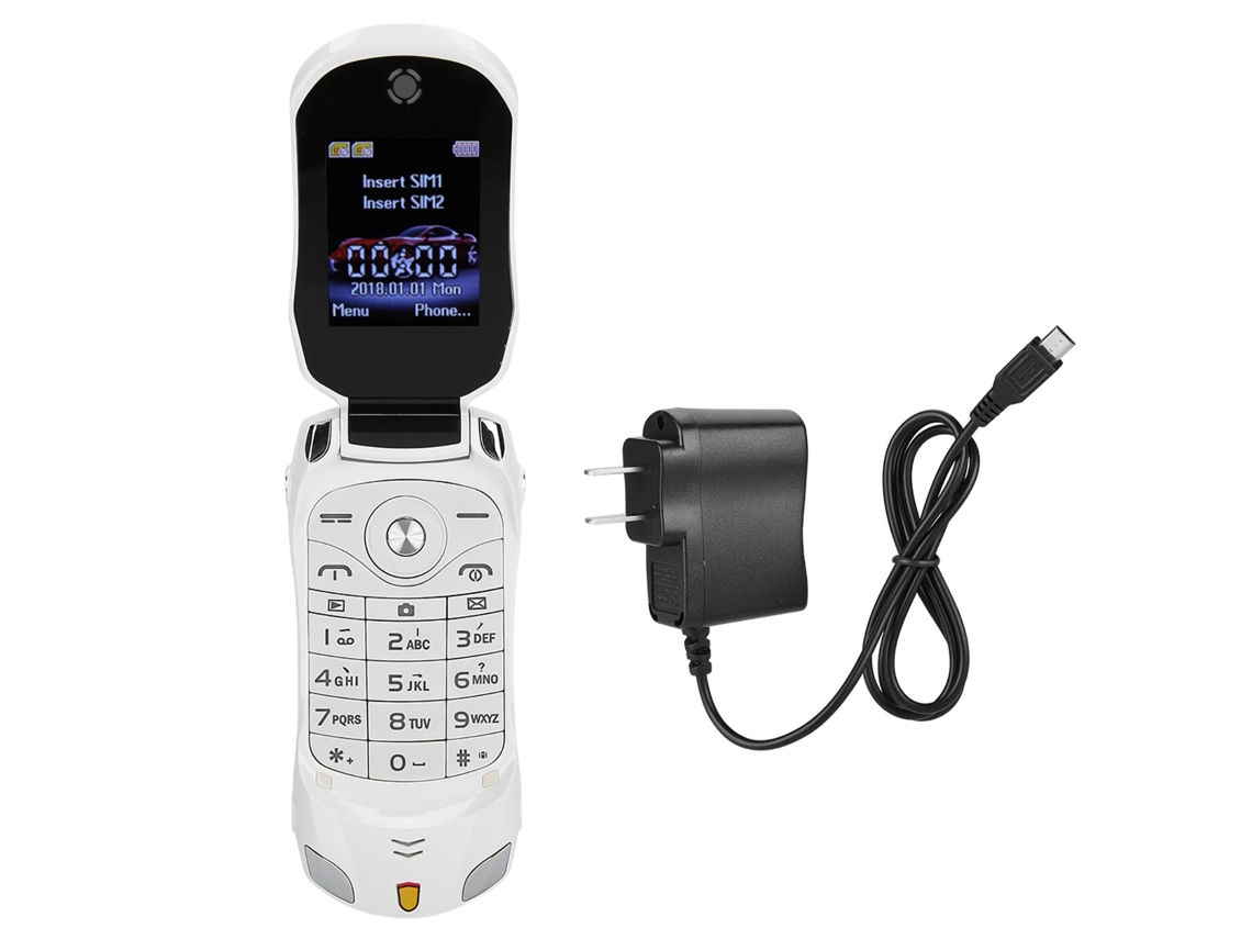 Teléfono Plegable Con Forma De Coche Ferrari, Teclado Gsm, Blanco, Doble Chip, Cámara Mp3