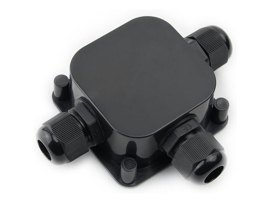 Caja De Conexiones Impermeable Ip66 Con 3 Cables Externos, Color Negro, 4 Unidades, Fabricada En Plástico Duro Y Resistente.