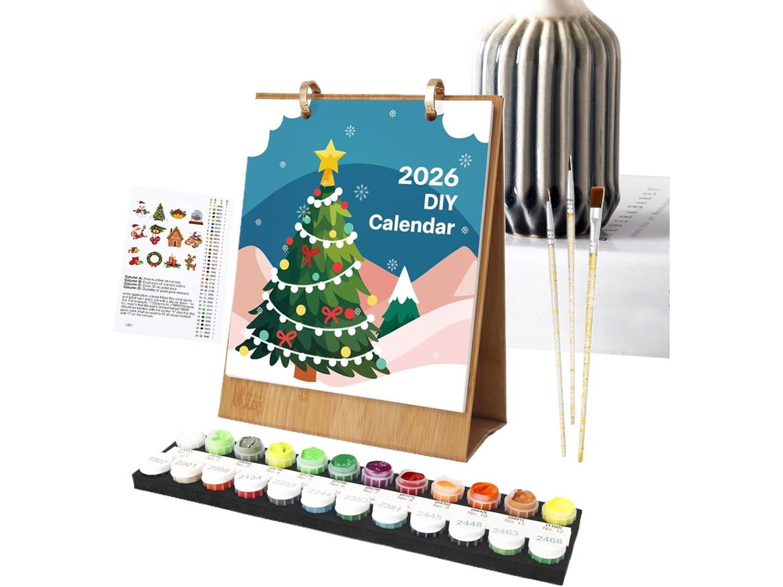 Calendario 2026 - Páginas Para Colorear Del De Escritorio 2026 Materiales De Pintura Creativos Para Niños