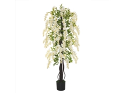 Glicinia Blanca Artificial De 165 Cm En Maceta De Cemento Plástico.