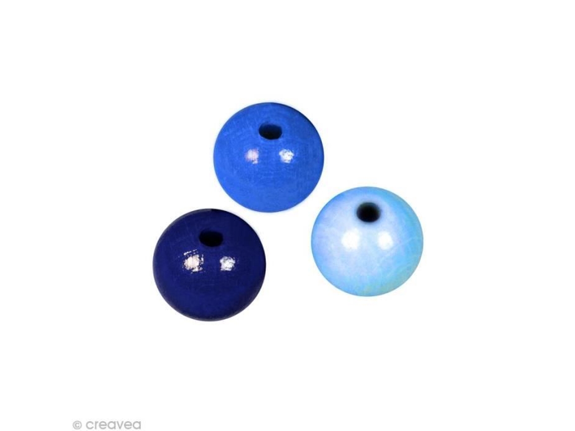 Cuentas de madera azules surtidas Rayher de 6 mm, 115 piezas, objetos decorativos