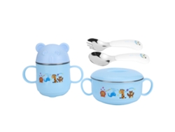 Juego de cubiertos de acero inoxidable para niños con diseño de dibujos animados, tazón, taza, cuchara y tenedor con aislamiento térmico, regalo para niños.