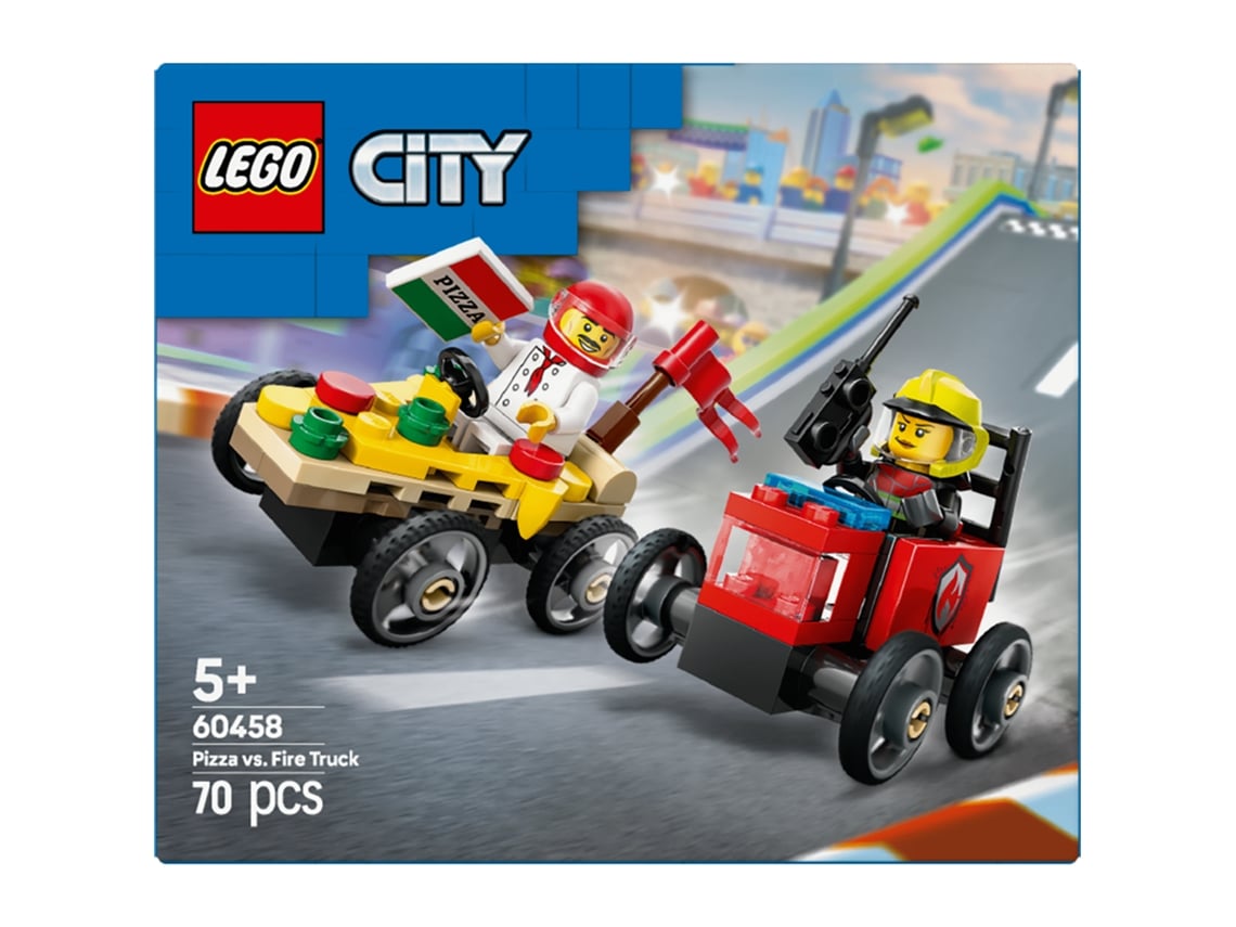 Pack de Carros de Corrida Pizza vs. Carro dos Bombeiros - 60458 LEGO-CITY 