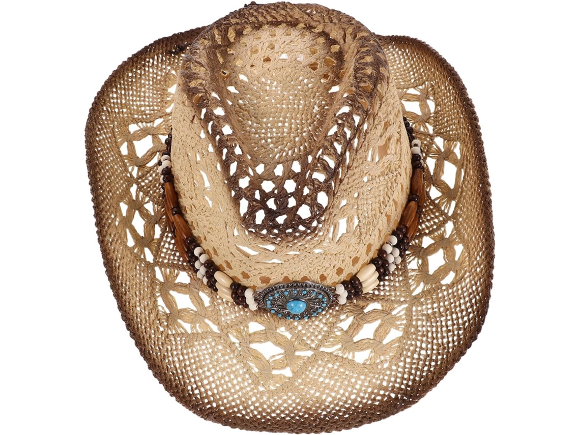 Chapéu De Palha Bege Estilo Cowboy, Aba Larga, Para Homens E Mulheres.