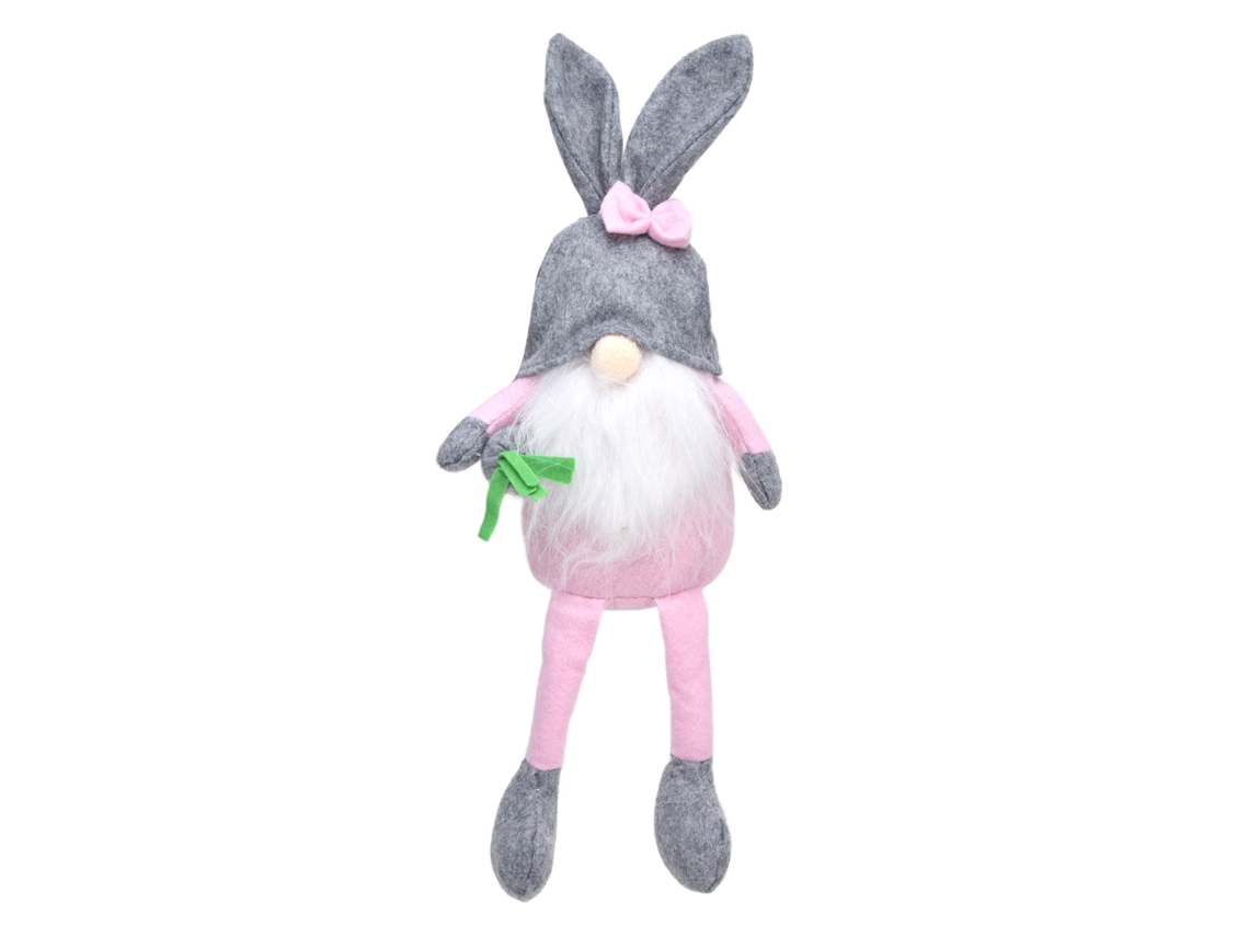 Muñeco Gnomos Conejo De Pascua De Tela Suave Piernas Largas Decoración Hogar Gorro Gris
