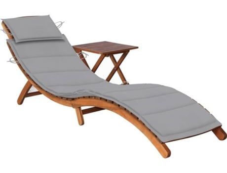 Tumbona VIDAXL Gris Madera de acacia (184x55x64 cm)