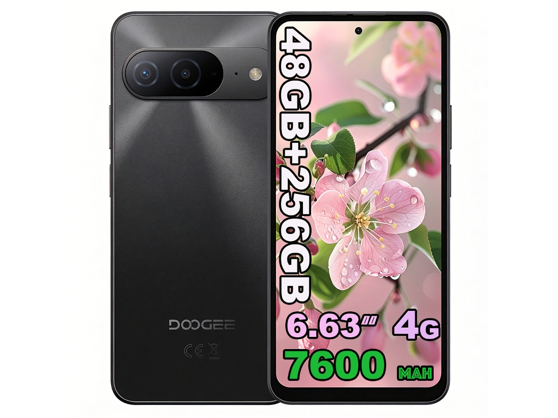 Smartphone B10 4G 6,63'' 120 Hz 48 GB de RAM 256 GB 7600 mAh Carga rápida 33 W NFC Android 16 DOOGEE (6+42 Virtual)