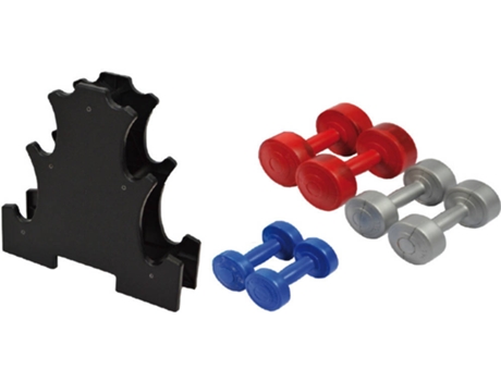Kit de dos mancuernas 1kg, 2kgs, 3kgs + soporte para mancuernas Sporti France