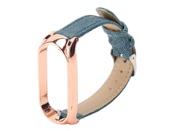 Correa Ajustable De Tela Transpirable Para Mi Band 7 Nfc Azul Con Estuche Dorado