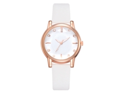 Reloj De Pulsera Casual Para Mujer Con Pedrería, Correa De Piel Sintética Y Movimiento De Cuarzo Blanco.