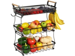 Expositor De Frutas | Soporte De Mostrador De 3 Niveles, Contenedores De Alambre