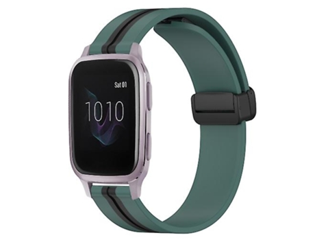 Correa Para Garmin Venu Sq 20 Mm Cierre Magnético Plegable Correa De Reloj De Silicona Verde Oliva - Negro VENISYMLIS