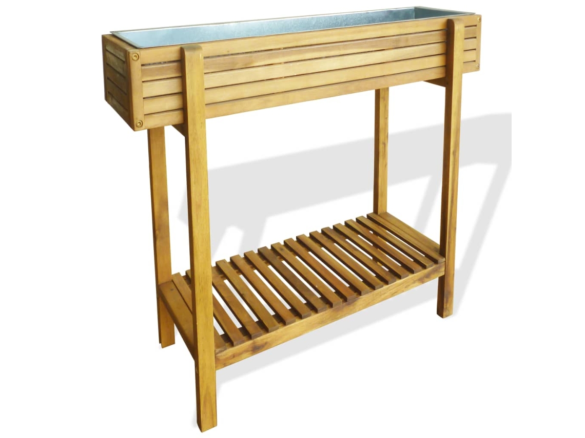 Jardinera elevada de madera maciza de acacia y zinc Dkd Home Decor
