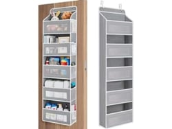 Organizador De Porta Com 5 Prateleiras Em Tecido Não Tecido - Cinza - 40x17x145 Cm - Tommy01