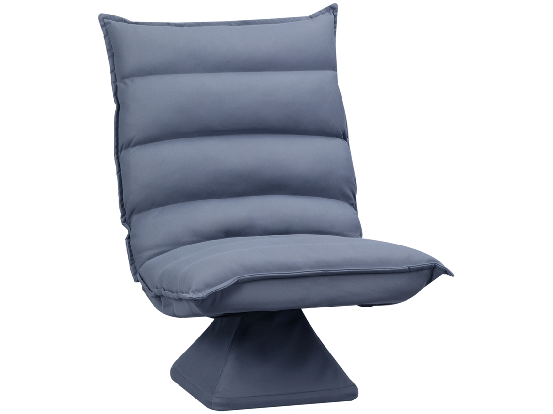 Sofá/sillón de suelo con respaldo ajustable, silla de meditación giratoria, reclinable, tela de microfibra, gris, 62 x 62 x 95 cm