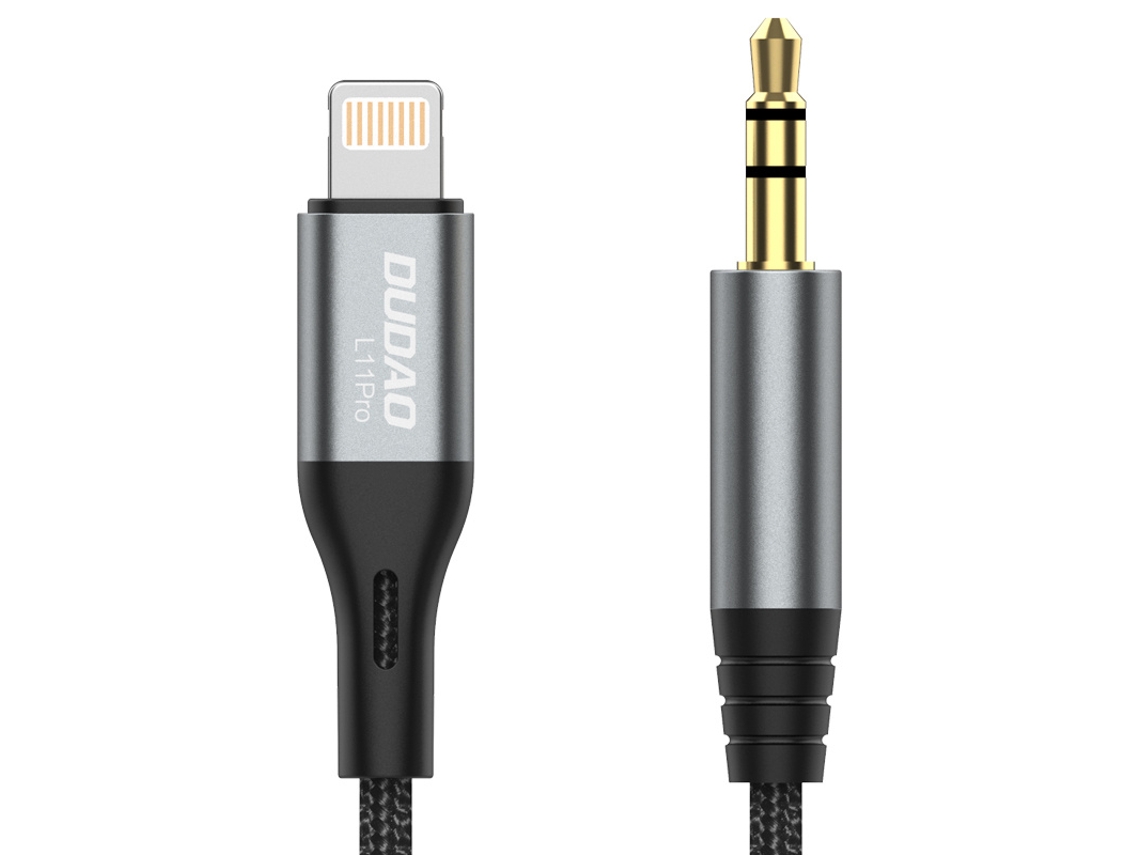 Cable de audio Lightning a minijack de 3,5 mm, 1 m, gris, Dudao (modelo L11pro)
