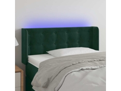 Cabecero | Panel de cama con luces LED, terciopelo, 103 x 16 x 78/88 cm, verde oscuro