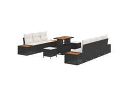 Maison Exclusive - Conjunto De Sofás De Jardín Con Cojín 10 Pcs Negro Poliratán