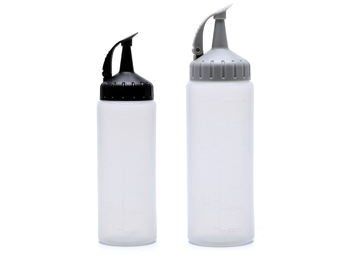 Set de 2 botellas exprimibles de plástico para líquidos, ideales para la cocina NEVEANCE