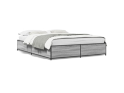 Maison Exclusive - Estructura Cama Madera Ingeniería Metal Gris Sonoma 150x200 Cm