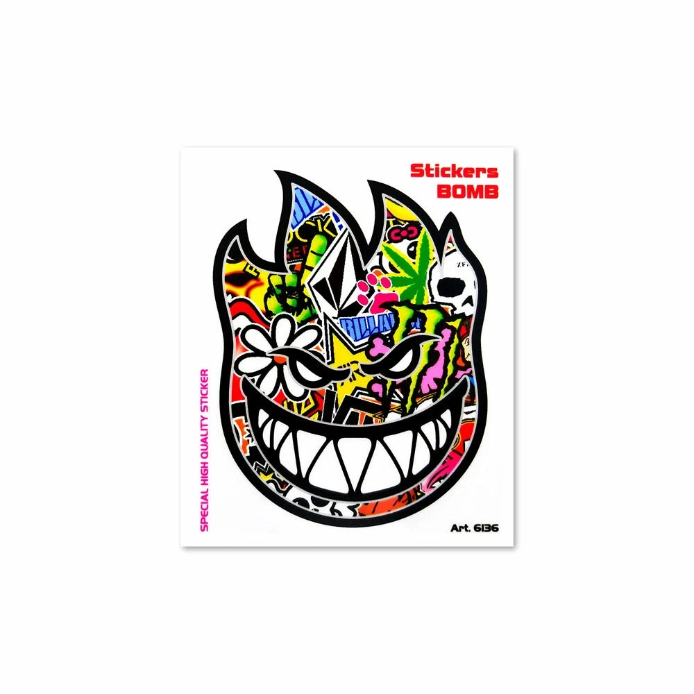 Pegatinas de caras con bombas de fuego de 10 x 12 cm
