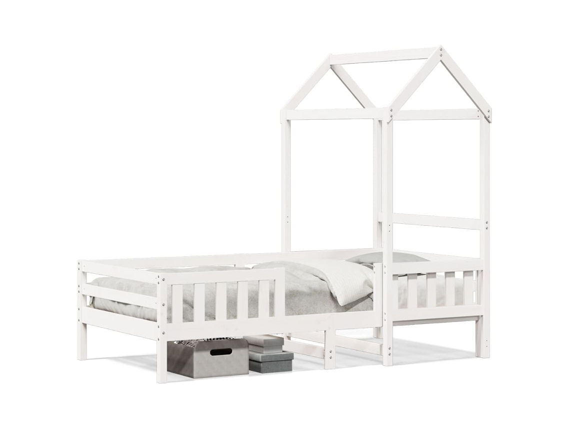 Estructura De Cama Con Techo 80x200 cm Pino Macizo Blanco Dkd Home Decor