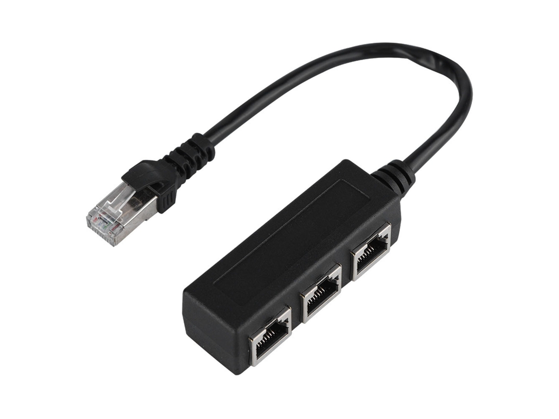 Cabo De Extensão Ethernet Com Conector Divisor 1 Macho Para 3 Fêmeas Rj45