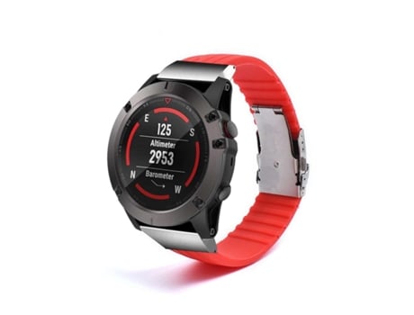 Correa Silicona Stripe Adaptable Garmin Tactix 7 Pro Ballistics Edition Rojo