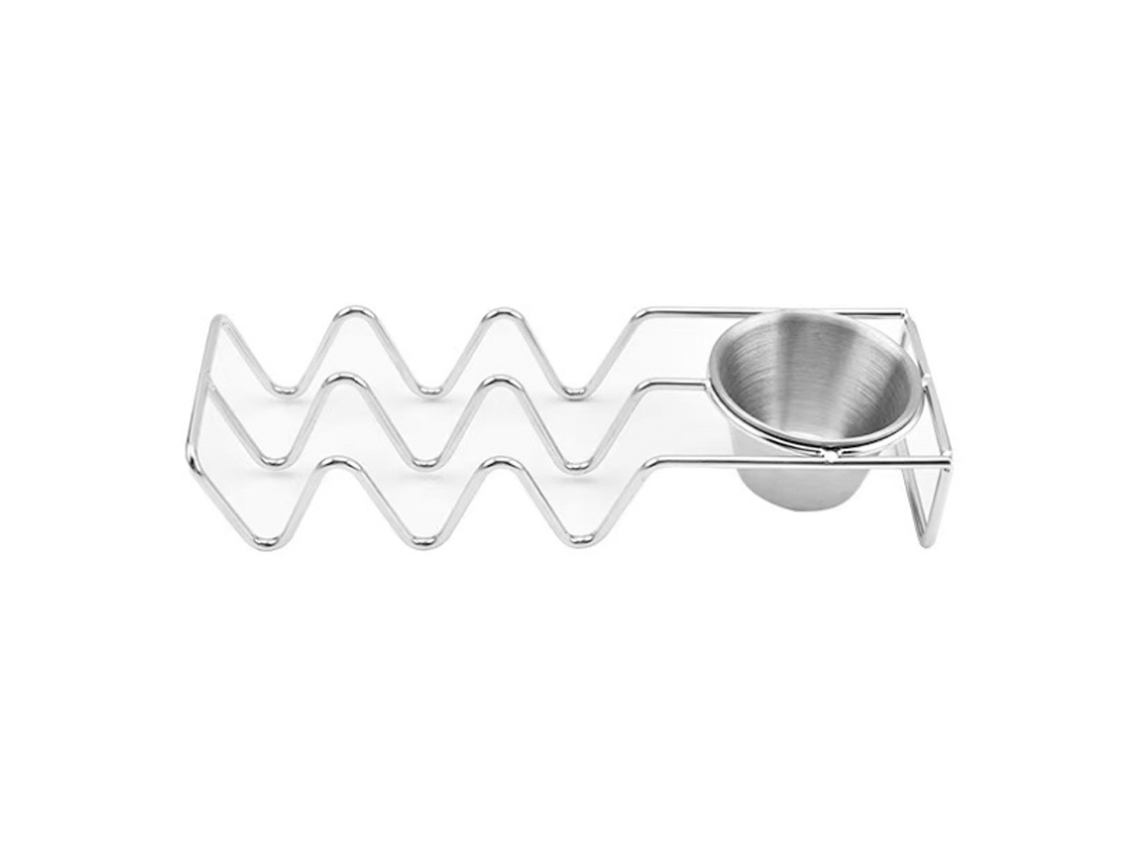Soporte para tacos con taza para salsa, soporte para conchas de taco de acero inoxidable, cada uno para 3 tacos TRUYUETY