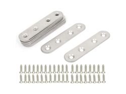 Soportes planos de acero inoxidable, 10 piezas con 40 tornillos para reparación de muebles y uniones.