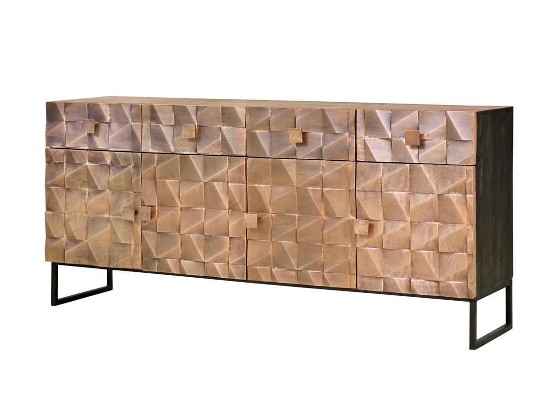 Aparador en madera mango y bronce color marron oscuro Marrón.GINER Y COLOMER 80x42x170