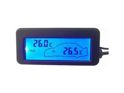 Termómetro digital para interior y exterior de coche de 12 V con pantalla LCD retroiluminada, modelo mini GOKOCO