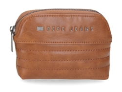 Pepe Jeans Monedero Biker Poliéster Con Detalles En Piel Sintética Marron