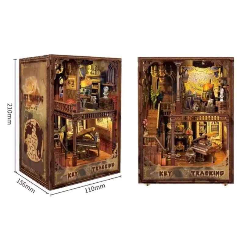 (estilo 2) Casa De Muñecas Retro Con Escenario De Marionetas Diy, Sujetalibros De Madera 3d Con Llave Oculta