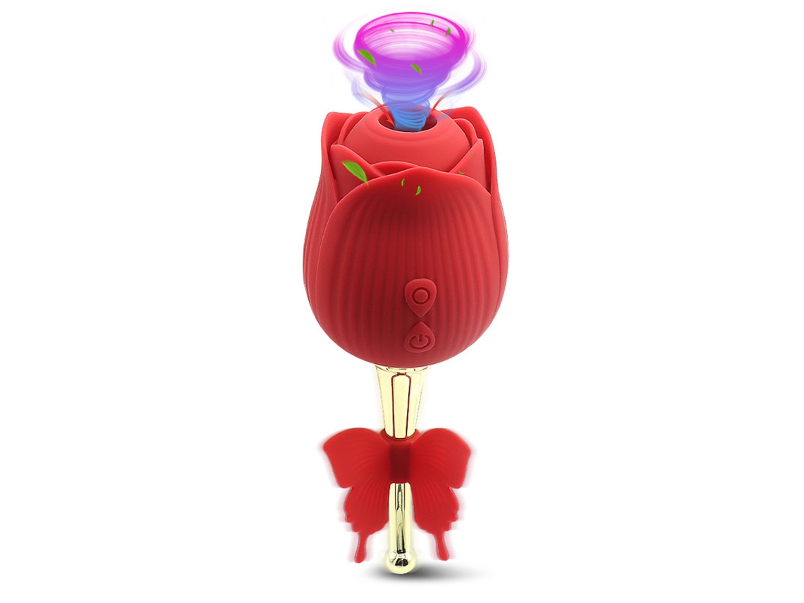 Vibrador de succión 2 en 1 mariposa rosa para mujer (rojo) YIZHOOD